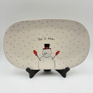 Rae Dunn by Magenta Christmas Xmas Let It Snow Platter Plate Snowman Winter